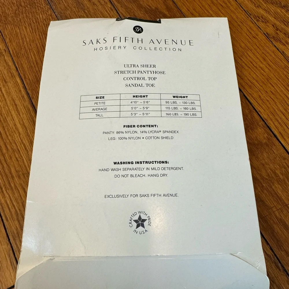 Saks Fifth Avenue Salon Z ultra sheer stretch pantyhose. Jet Black. Tall. NWT